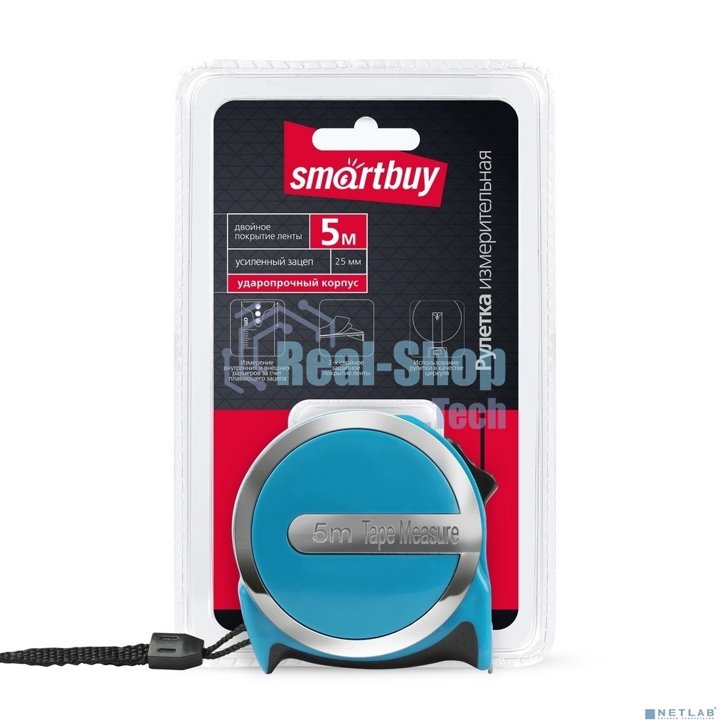 Рулетка измерительная Smartbuy SBT-MTP-525P3, 5мх25мм, пластиковый ударопрочный корпус,  усиленный зацеп, Smartbuy Tools