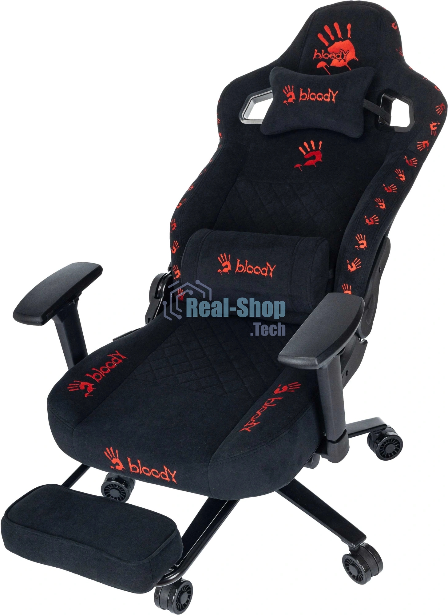 Кресло игровое A4Tech Bloody GC-670 черный искусственная замша с подголов. крестов. металл подст.для ног