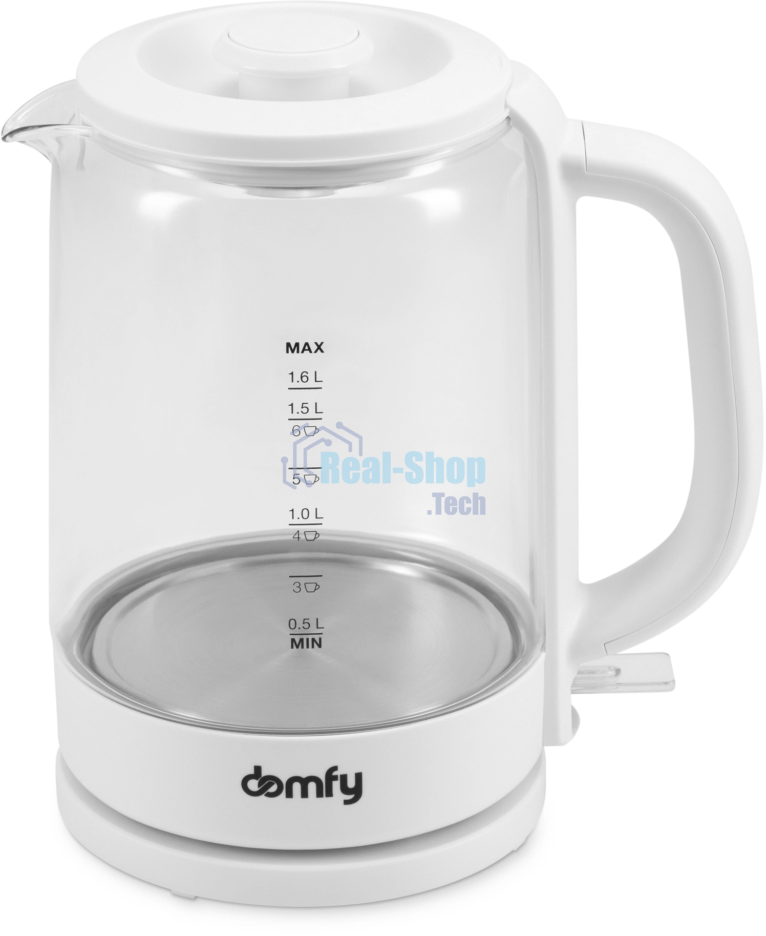 Чайник электрический Domfy DSW-EK304 1.7л. 2200Вт белый (корпус: стекло)