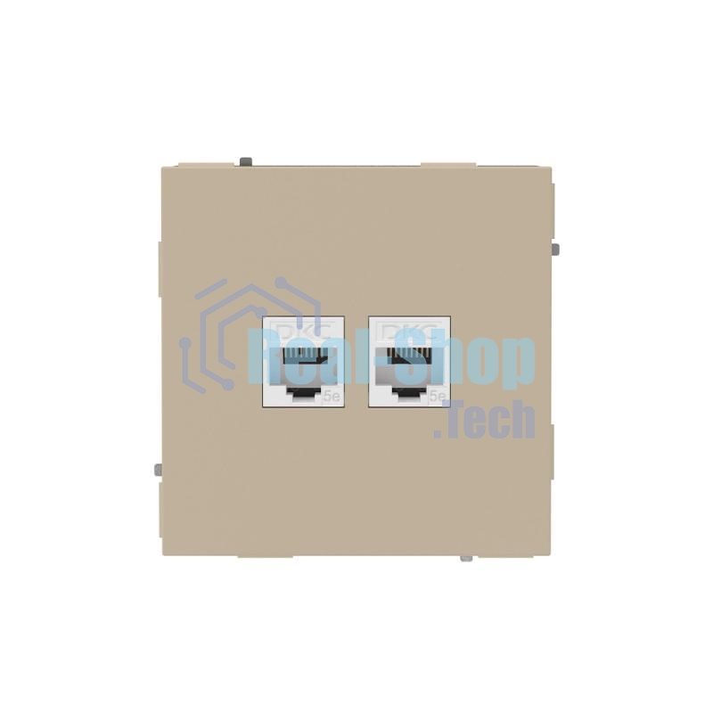 Компьютерная розетка RJ-45 без шторки, кат.5е двойная, KANT, ванильный марципан
