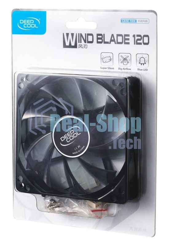 Вентилятор для корпуса DEEPCOOL WIND BLADE 120 черный, 120 мм, 1300 об/мин, 26.6 дБ, 3 pin