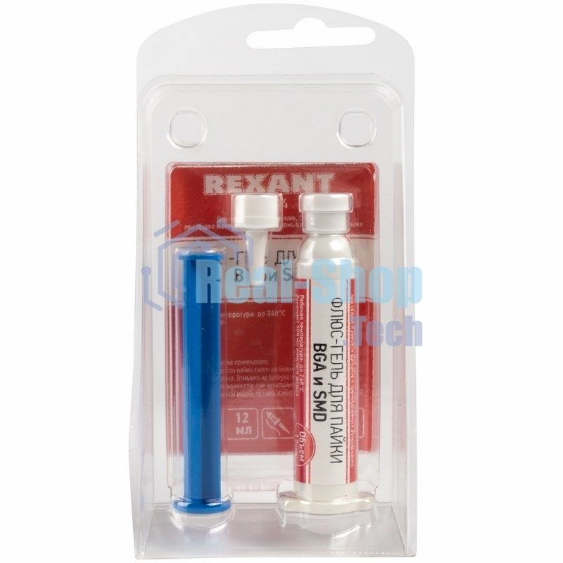 Флюс-гель для пайки Rexant, BGA и SMD, 12 мл, техно-шприц, блистер
