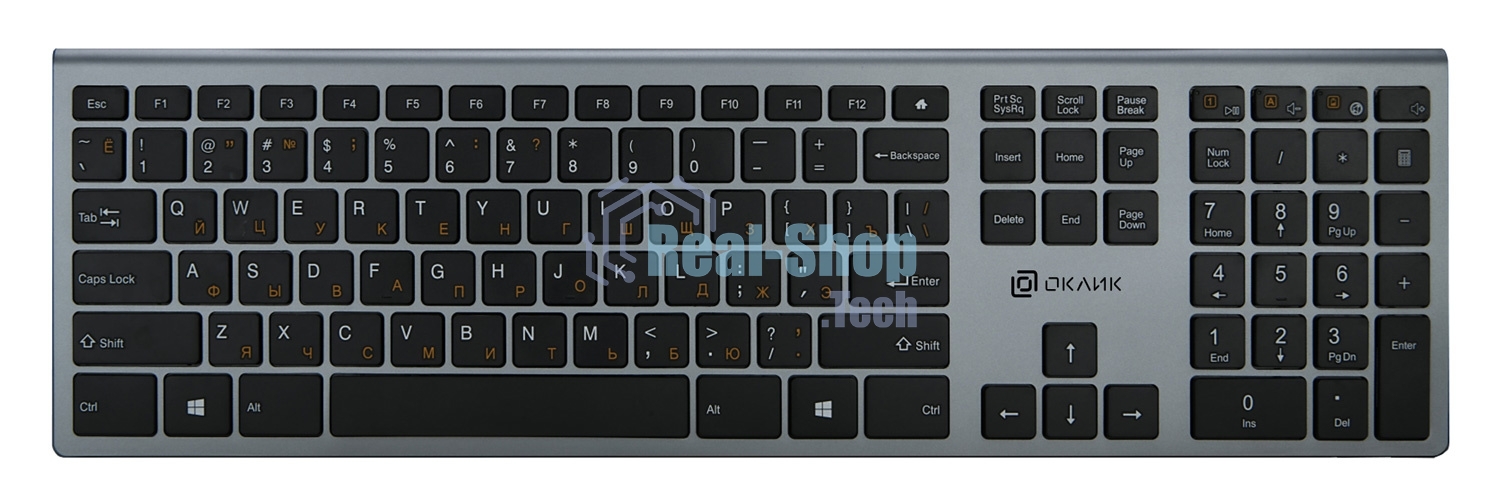 Клавиатура беспроводная Oklick 890S серый USB slim
