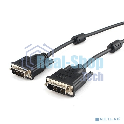 Кабель DVI-D single link Cablexpert CC-DVIL-BK-6, 19M/19M, 1.8м, CCS, черный, экран, феррит.кольца, пакет