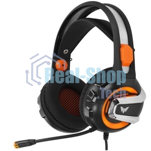Гарнитура Crown CMGH-3003 чёрный/оранжевый, проводная, подсветка