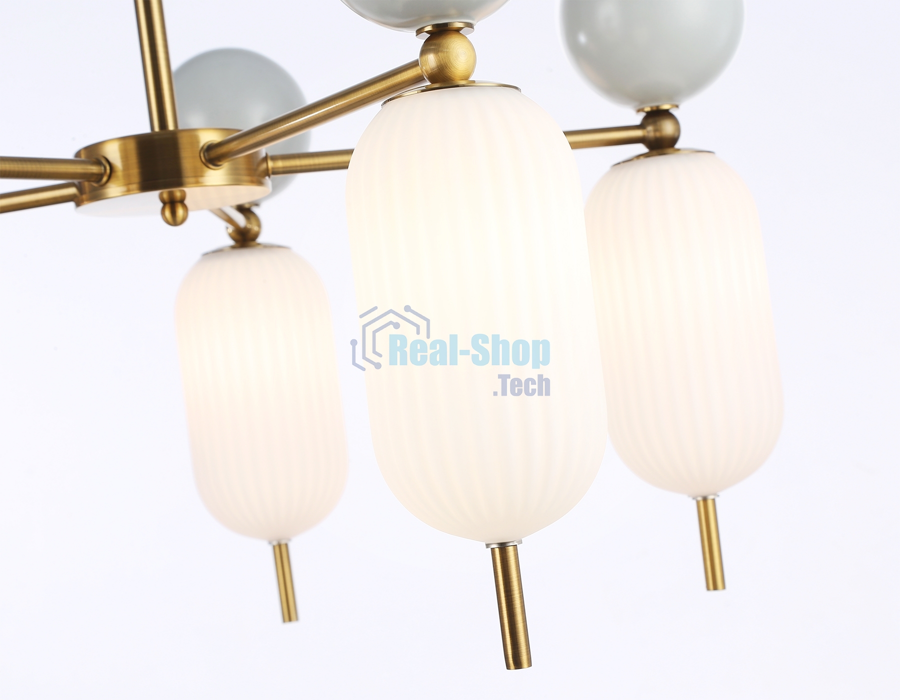 Светильник Ambrella light LH53104/5 BS/GR/FR латунь/серый/белый матовый G9*5 max 28W D650*750