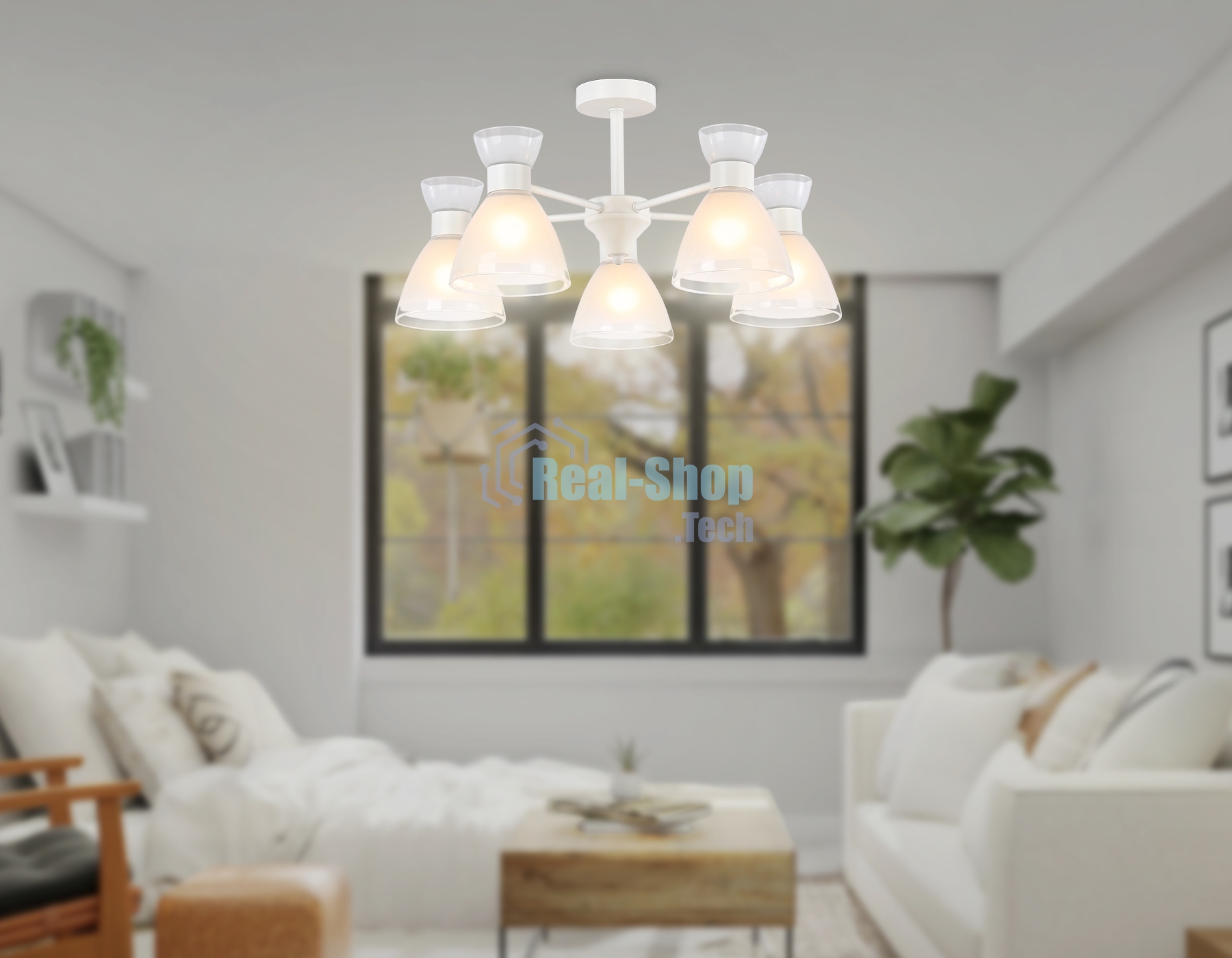 Светильник Ambrella light TR3179/5 WH белый E27/5 max 40W D570*280