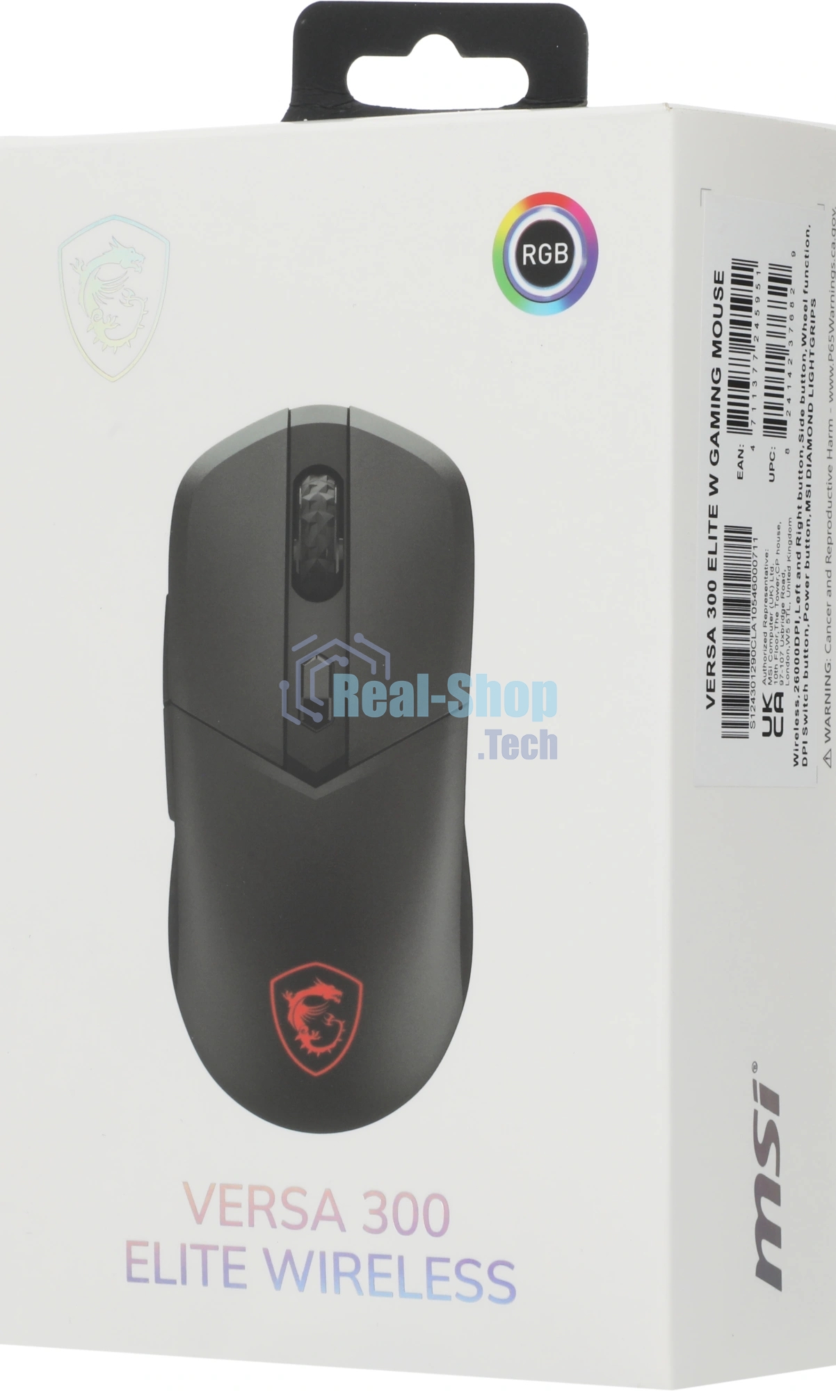 Мышь беспроводная/проводная MSI Versa 300 Elite черный, 26000 dpi, радиоканал, Bluetooth, USB, кнопки - 6