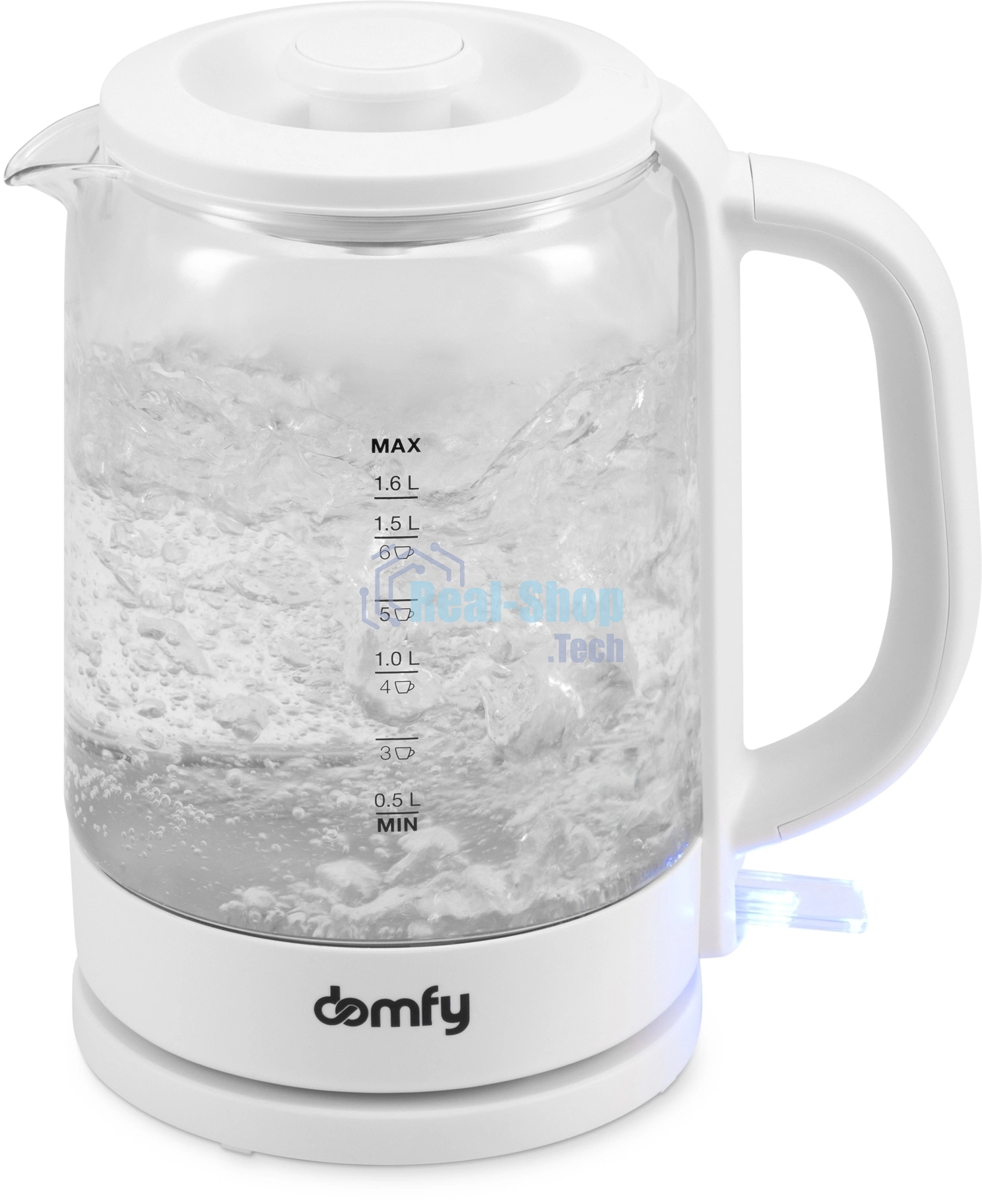 Чайник электрический Domfy DSW-EK304 1.7л. 2200Вт белый (корпус: стекло)