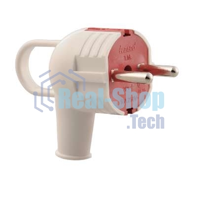 Вилка электрич. с ручкой с заземл. бел/красн. Lezard 715-0201-602