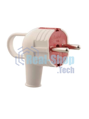 Вилка электрич. с ручкой с заземл. бел/красн. Lezard 715-0201-602