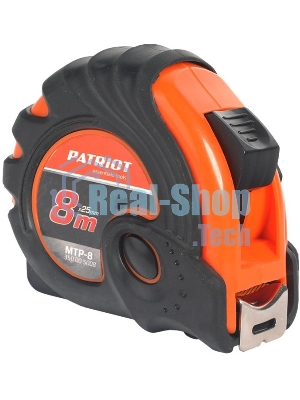 Рулетка PATRIOT MTP-8, ударопрочный корпус, обрезиненная, 8м