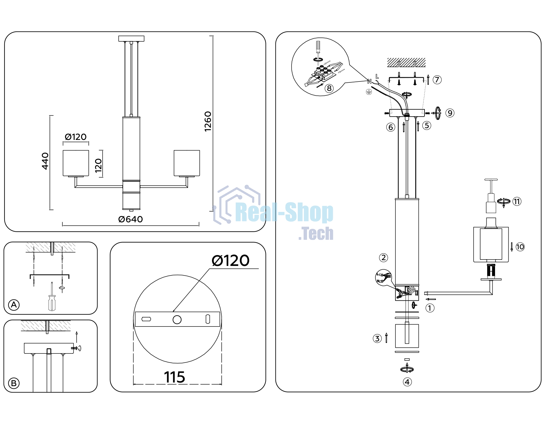 Люстра Ambrella light LH56011/5 BS/FR латунь/белый матовый E14*5 max 40W D640*1260