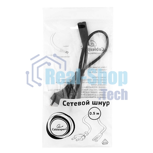 Кабель питания для ноутбуков, аудио/видео техники Gembird PC-184-VDE-0.5М, 0,5м, VDE, 2-pin, черный, пакет