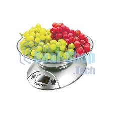 Весы кухонные Centek CT-2451 электронные, чаша, пластик, 5кг серебро/черный