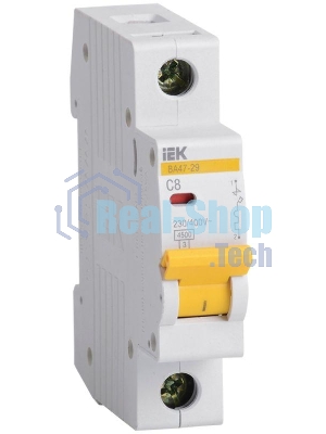 Выключатель автоматический Iek MVA20-1-008-C ВА47-29 1Р8А 4,5кА х-ка С ИЭК