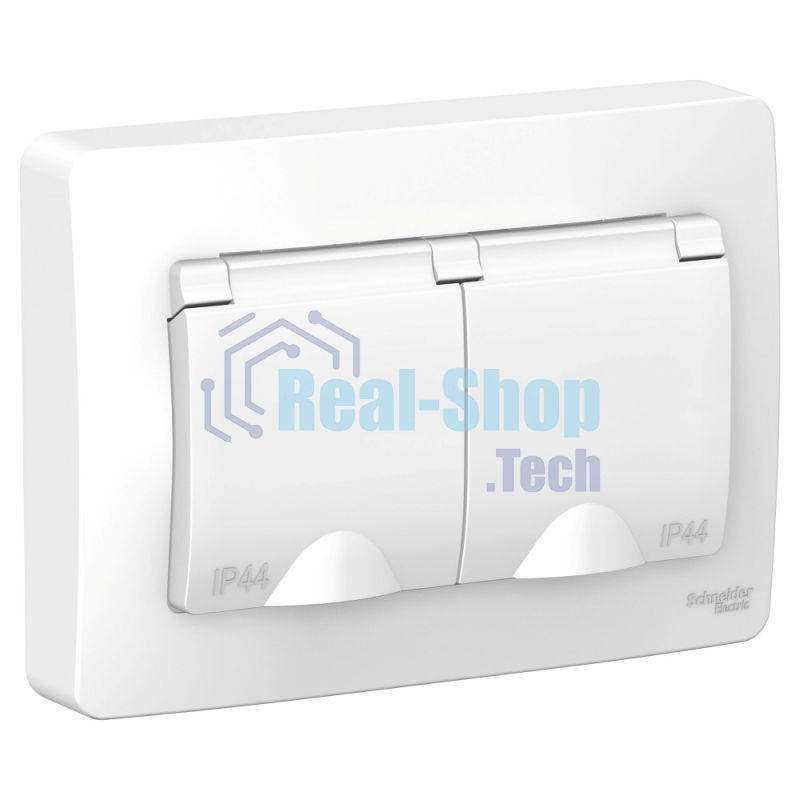 Розетка 2-м СП Blanca 16А 250В с защ. крышкой защ. шторки с заземл. IP44 бел. SchE BLNRS441121