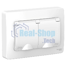 Розетка 2-м СП Blanca 16А 250В с защ. крышкой защ. шторки с заземл. IP44 бел. SchE BLNRS441121