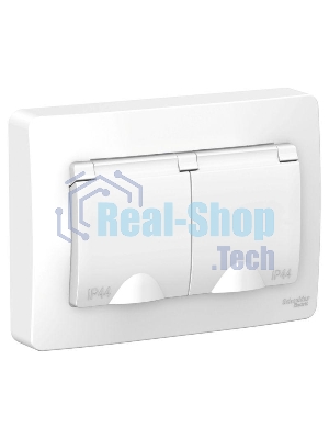 Розетка 2-м СП Blanca 16А 250В с защ. крышкой защ. шторки с заземл. IP44 бел. SchE BLNRS441121