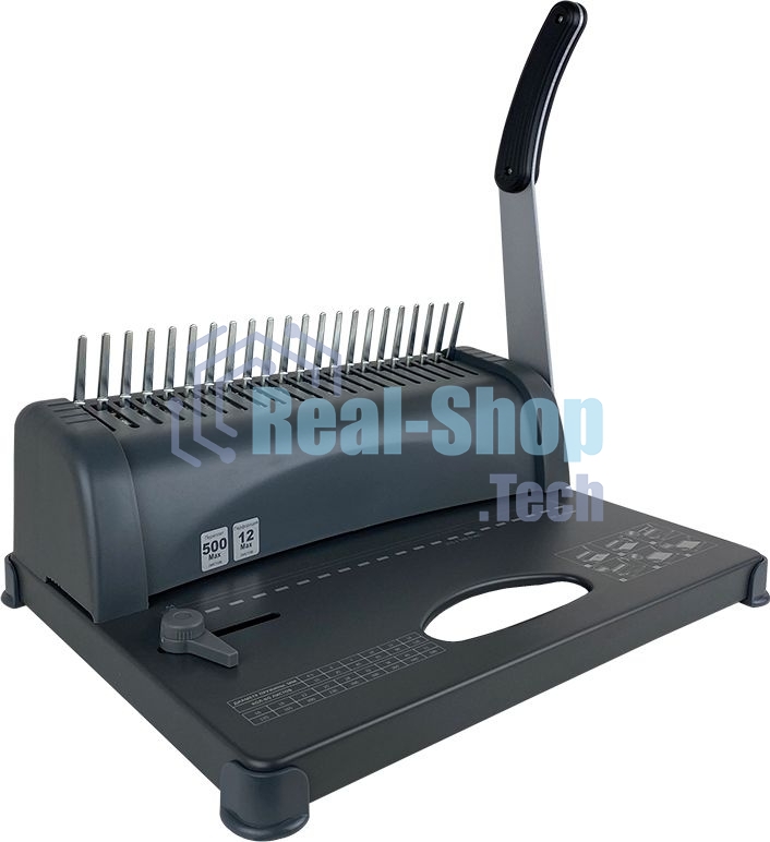 Переплетчик ГЕЛЕОС БП-12 на пластиковую пружину, А4, ручная перфорация 12 листов, переплет макс до 500 л., глубина перфорации 3,5-5,5 мм