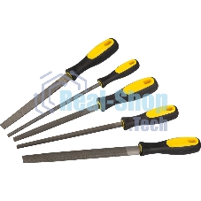 Набор STAYER: Напильники с двухкомпонентной рукояткой,плоский,полукруглый,трехгранный,квадратный,круглый,№2,200мм (1682-20-H5_z01)