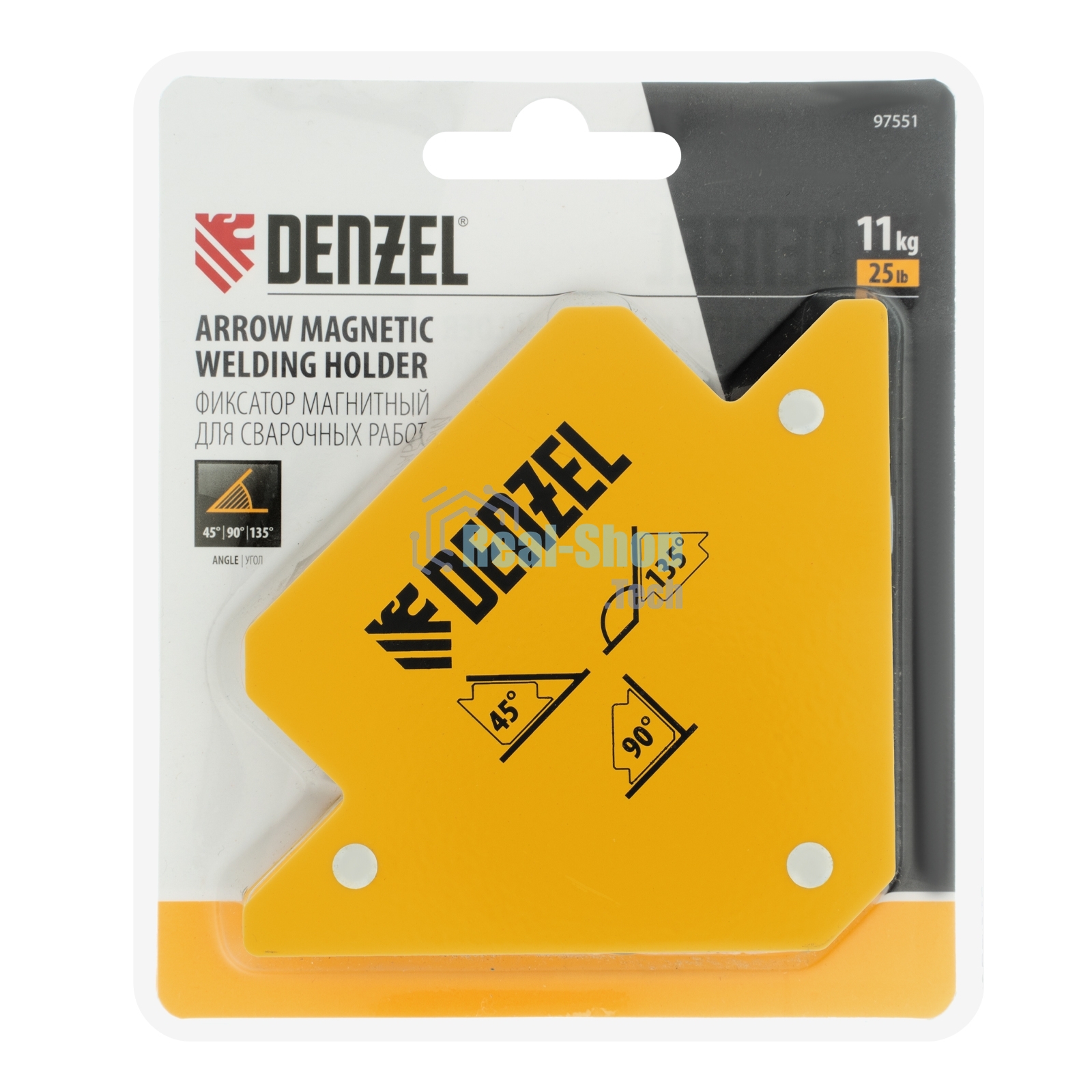 Фиксатор магнитный для сварочных работ Denzel усилие 25 LB
