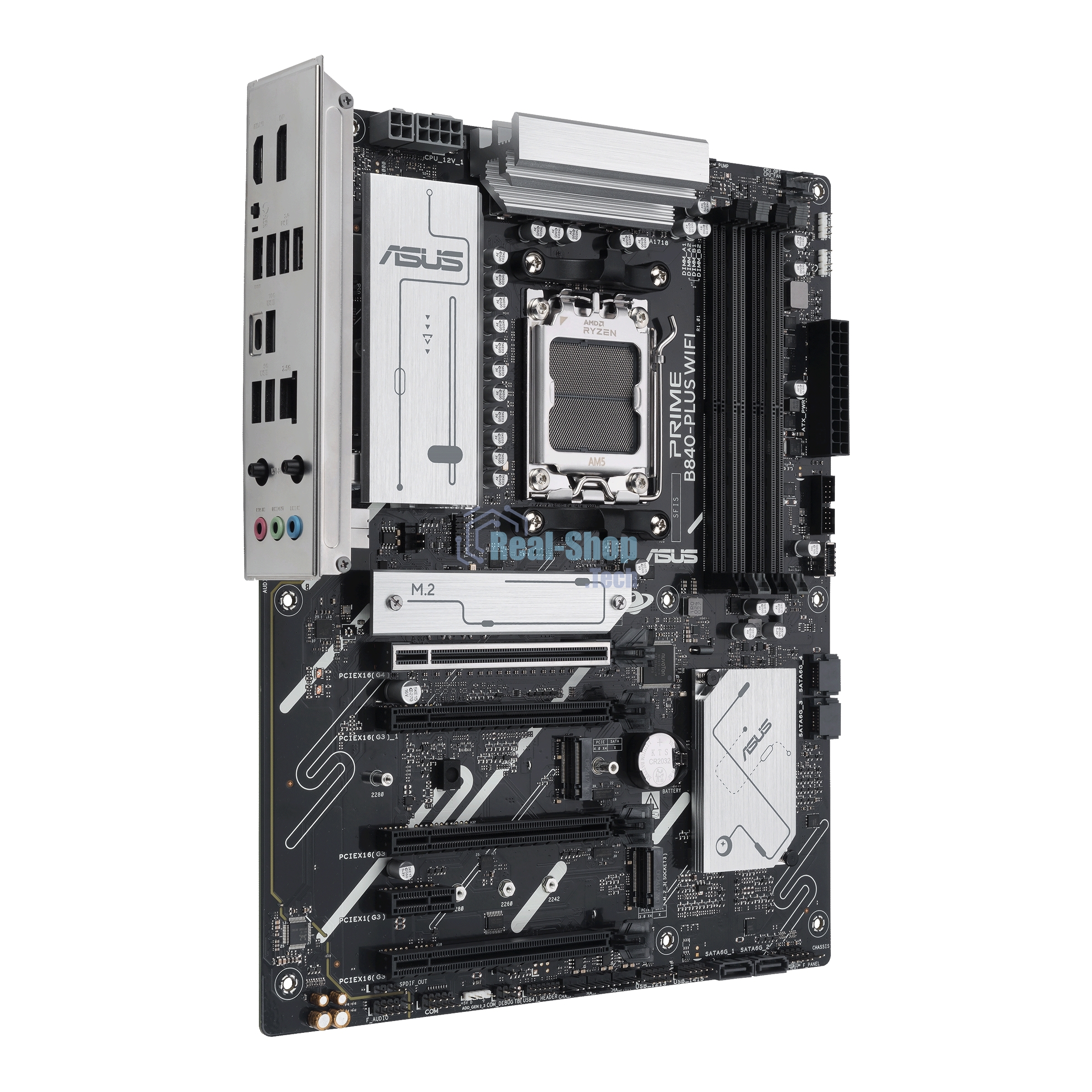 Материнская плата ASUS PRIME B840-PLUS WIFI, AM5, AMD B840, 4xDDR5, 4xSATA, 3xM.2, 1xPCIe 4.0 x16, 1xPCIe 3.0 x16, 2xPCIe 3.0 x16, 1xPCIe 3.0 x1, 1xDP, 1xHDMI, 1x 2.5Gb LAN, 8xUSB-A, 3x3.5 мм, 7.1, ATX