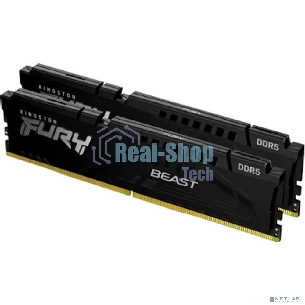 Оперативная память Kingston Fury Beast Black, DDR5, 64GB (2x32GB), 5200 MHz, CL40, с радиатором, чёрный