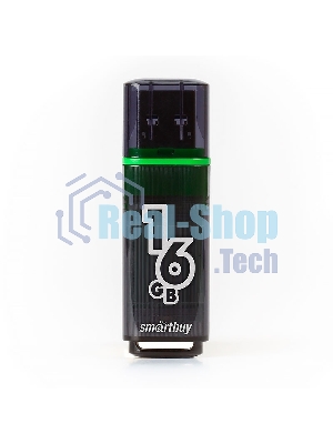 Флешка USB Smartbuy Glossy series Dark Grey (SB16 GbGS-DG), 16Gb, USB 3.0, R/W 75/30, серый/зеленый