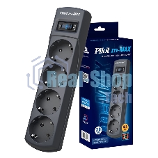 Сетевой фильтр Pilot m-MAX 3 м (4 розетки) серый (коробка)