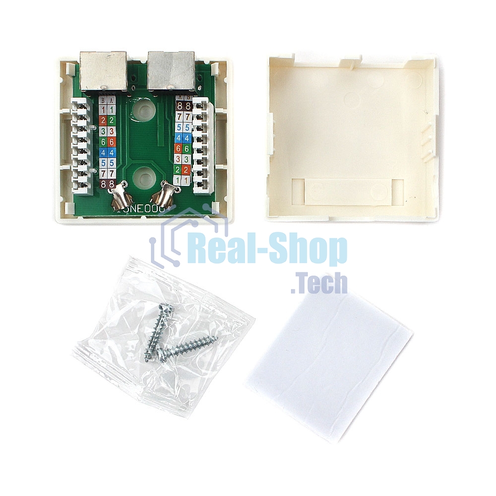 Монтажное оборудование Розетка GEMBIRD NAS214 RJ-45 кат.STP 5e внешняя экранированная 2 порта, 110&Krone