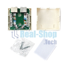 Монтажное оборудование Розетка GEMBIRD NAS214 RJ-45 кат.STP 5e внешняя экранированная 2 порта, 110&Krone