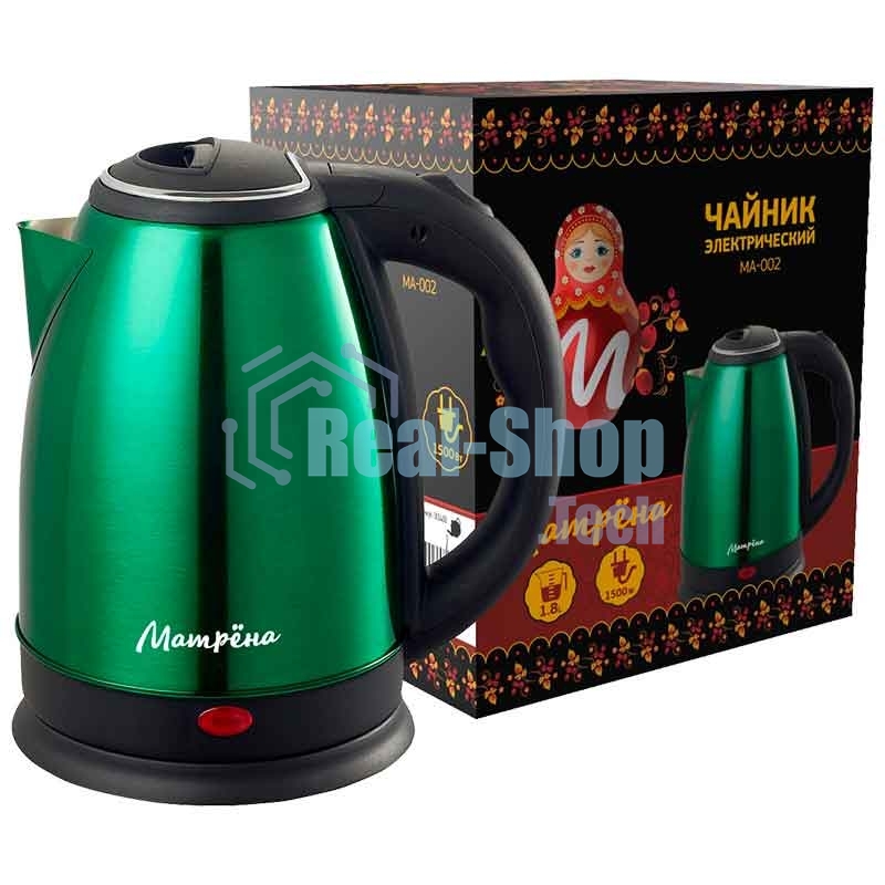 Чайник Матрена MA-002 электрический (1,8 л) стальной зеленый