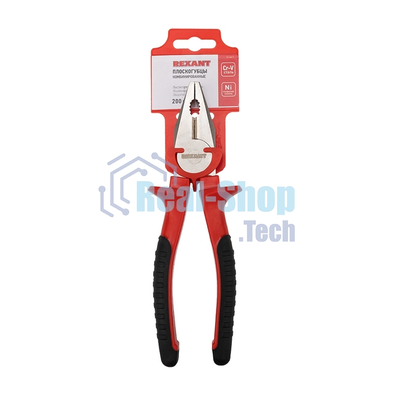 Плоскогубцы комбинированные Rexant 200 мм никелированные, двухкомпонентные рукоятки