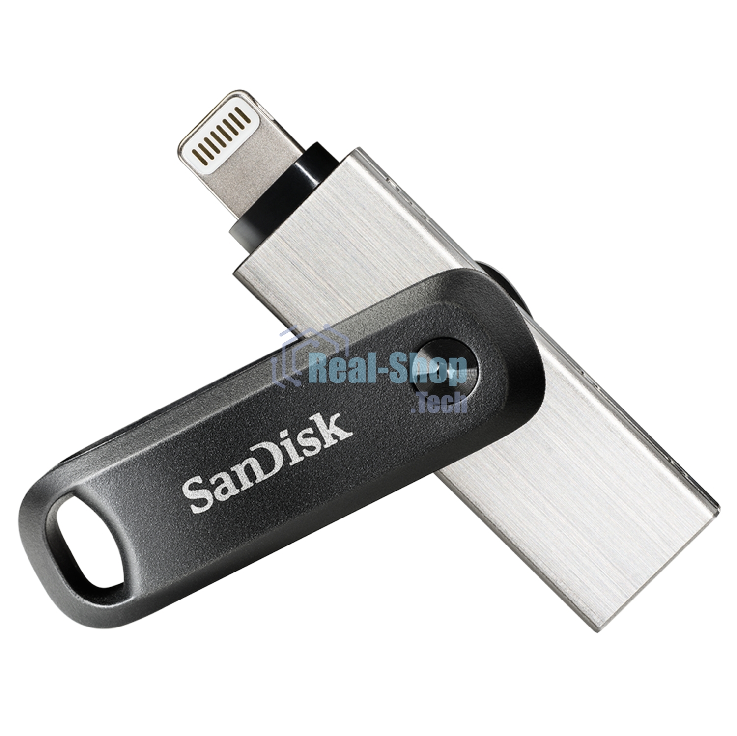 Флешка USB Sandisk IX60N iXpand GO (SDIX60N-128G-GN6NE), 128Gb, USB 3.0/Lightning, R/W 150/70, черный/серебристый