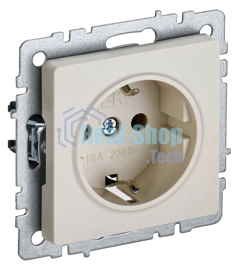 Розетка BRITE РС11-1-0-БрКр 16А с заземл. без защ. шторки беж. IEK BR-R11-16-K10