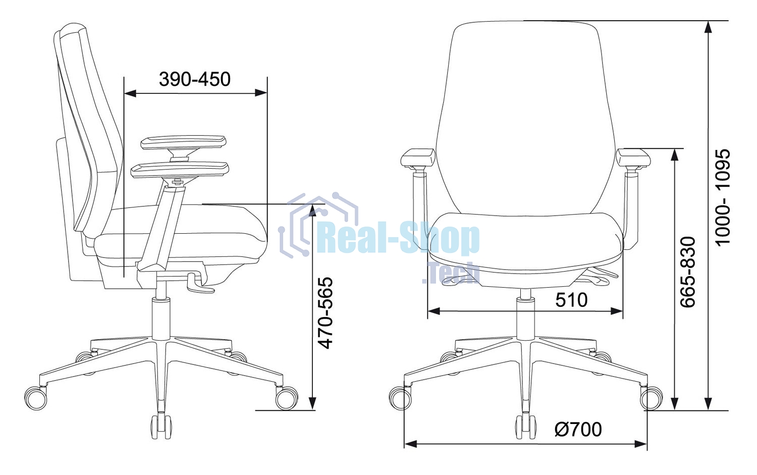 Кресло компьютерное Бюрократ CH-545/LUX черный 38-418 крестовина алюминий