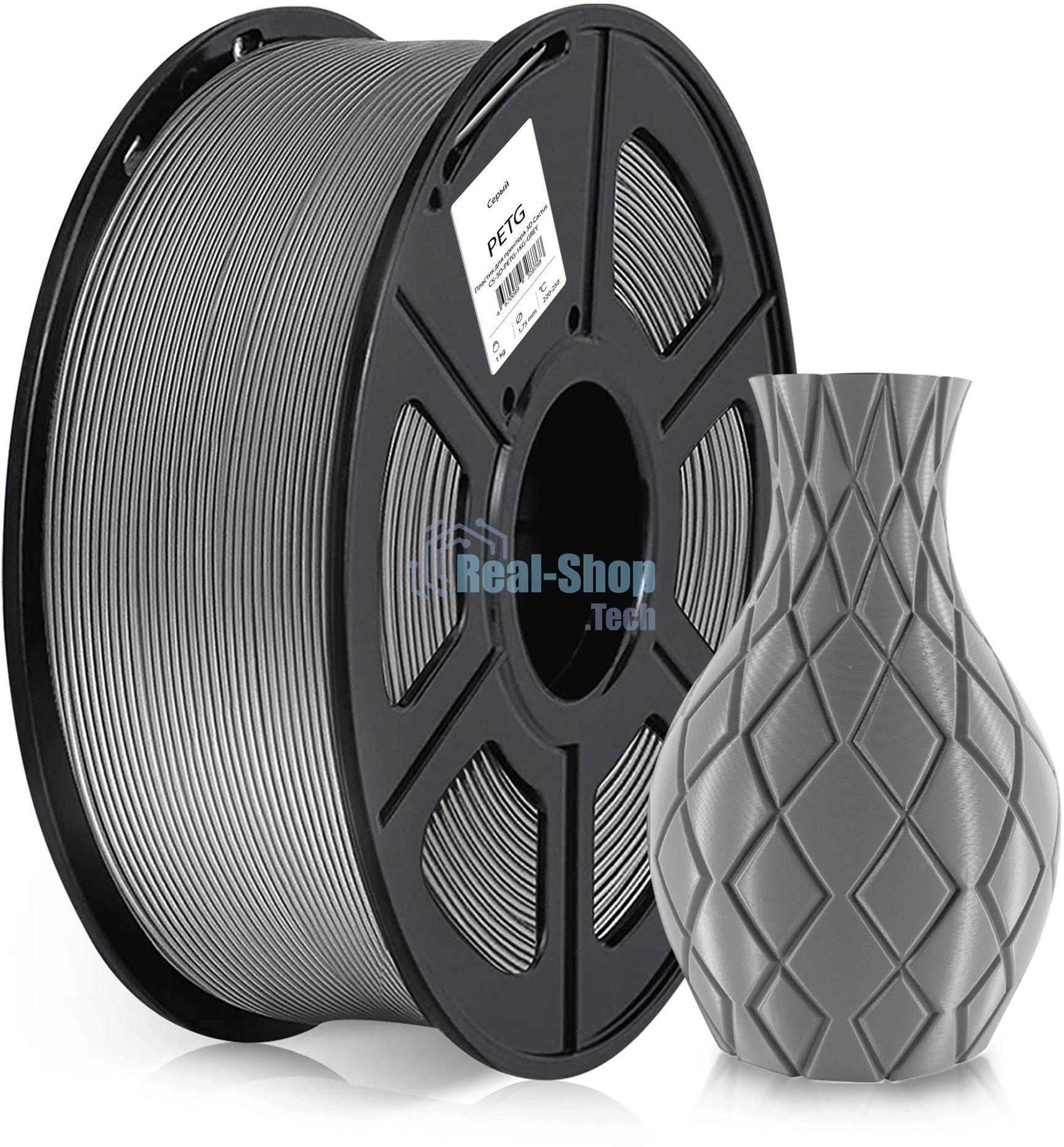 Пластик для принтера 3D Cactus CS-3D-PETG-1KG-GREY PETG d1.75мм 1кг 1цв.