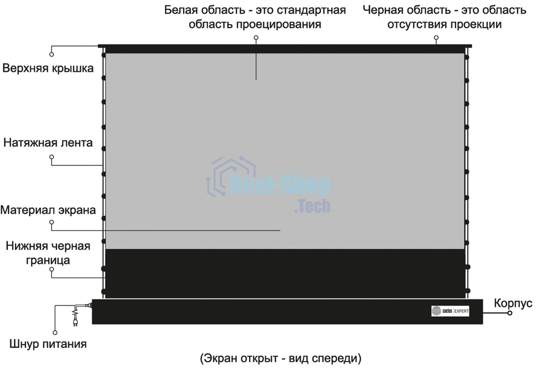 Экран Cactus 125x221 см FloorRising CS-PSFRALR-221X125 16:9 напольный рулонный черный (моторизованный привод)