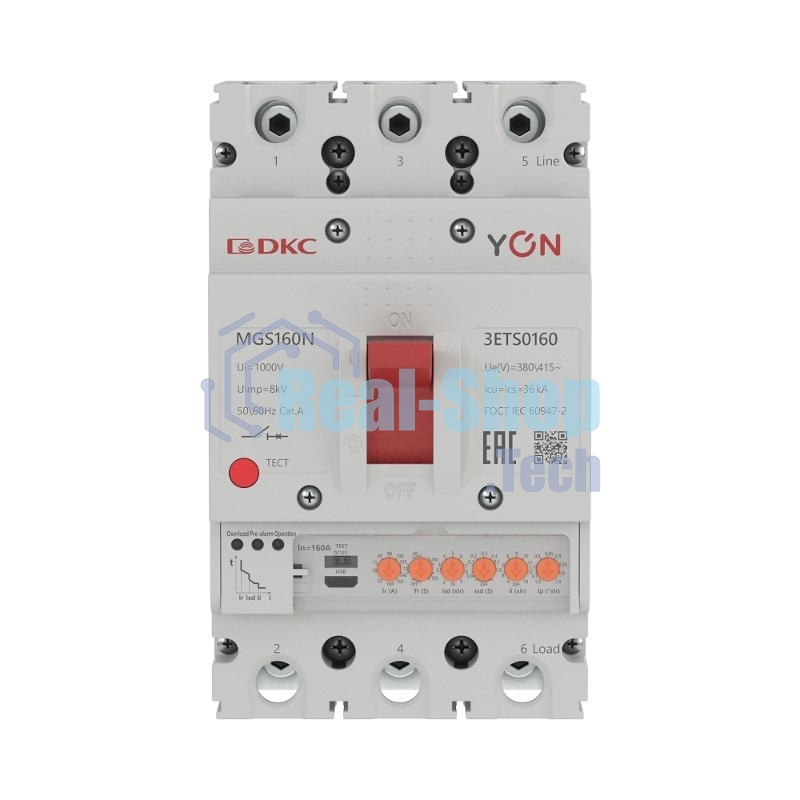 Выключатель автоматический YON max MGS160N 3P 63-160А 36кА с электронным расцепителем ETS