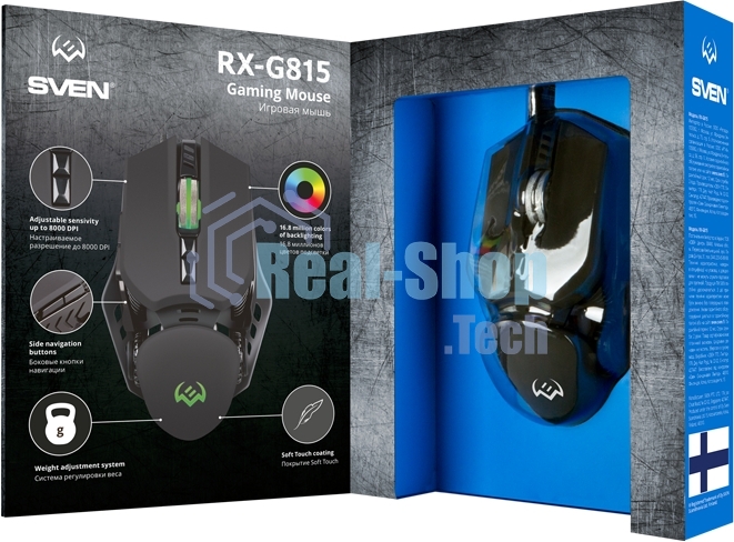 Мышь проводная SVEN RX-G815 черный, 8000 dpi, USB, кнопки - 7