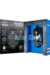 Мышь проводная SVEN RX-G815 черный, 8000 dpi, USB, кнопки - 7