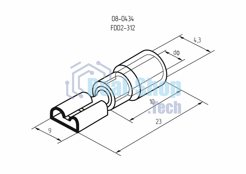 Клемма плоская Rexant изолированная гнездо 9 мм 1.5-2.5 мм² (РПи-м 2.5-(9.0))