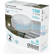 Светильник светодиодный Gauss ЖКХ Elementary D155х52 15Вт 1100лм 4000К 160-260В IP65 круг бел. с микровол. сенсором