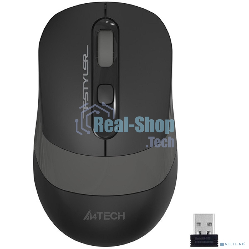 Мышь беспроводная A4Tech Fstyler FG10 черный/серый, 2000 dpi, радиоканал, USB, кнопки - 4