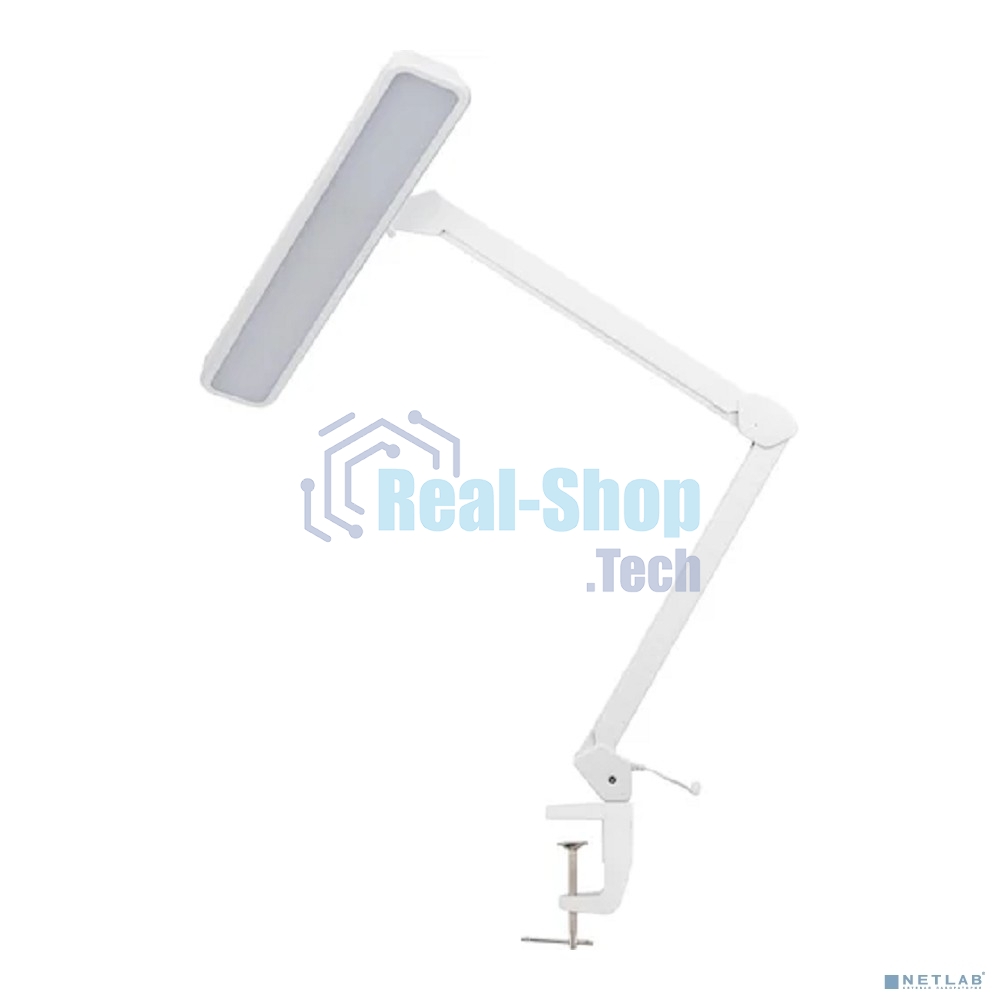 Лампа настольная бестеневая на струбцине Rexant ECO light, 324 SMD LED с диммером, теплый/холодный цвет свечения, белая