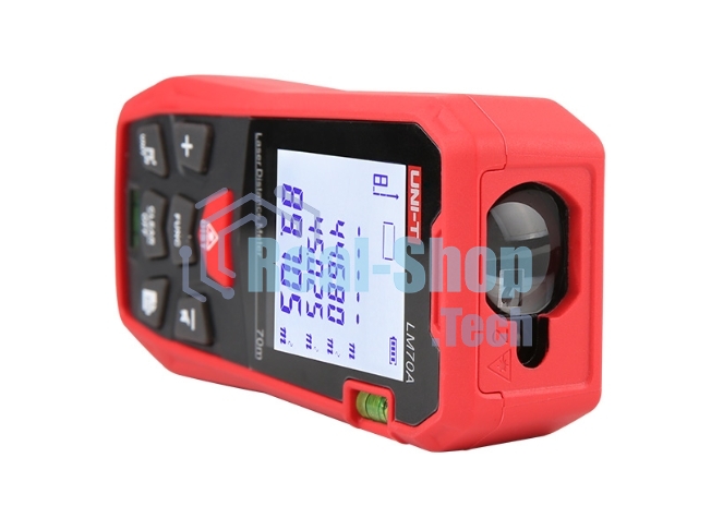 Лазерный дальномер UNI-T LM50A до 50 метров Диапазон расстояний (50 м); Тип дисплея (ЖК); Единицы измерения (м/фут/дюйм); Основа измерения (спереди/сзади);
