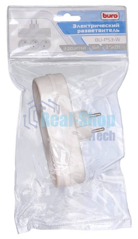 Сетевой разветвитель Buro BU-PS3-W (3 розетки) белый (пакет ПЭ)