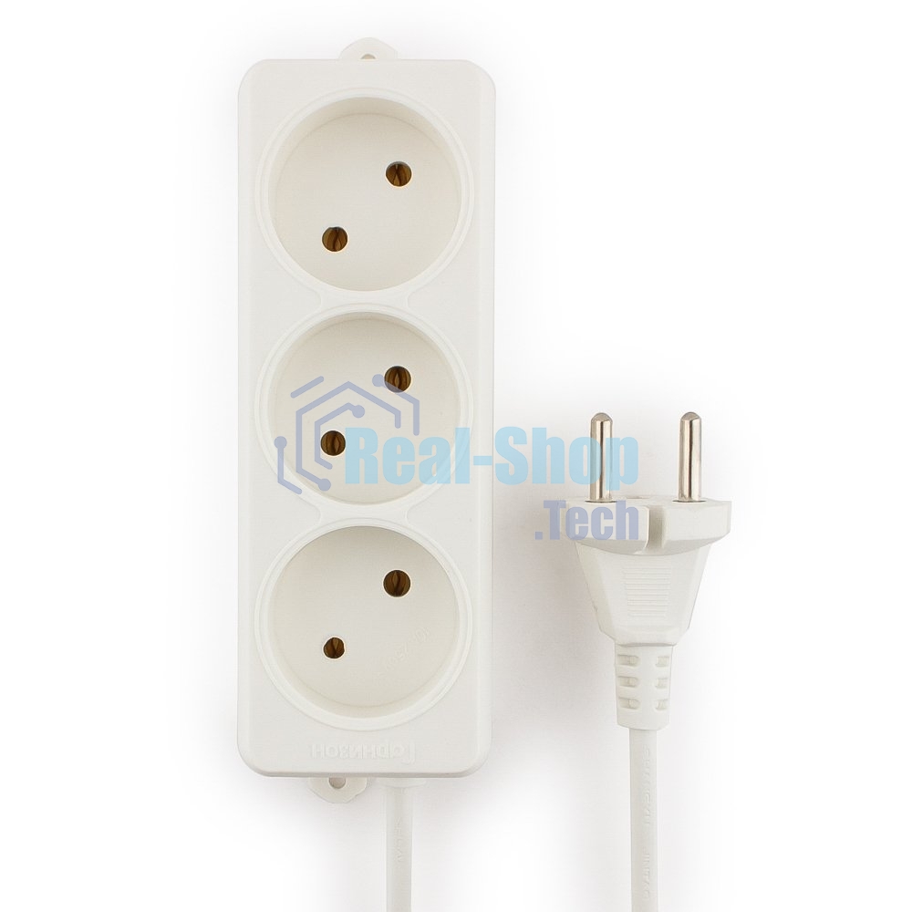 Удлинитель Гарнизон EL-NL3-W-2, 3 розетки допустимый ток 10А, длина 2 м.