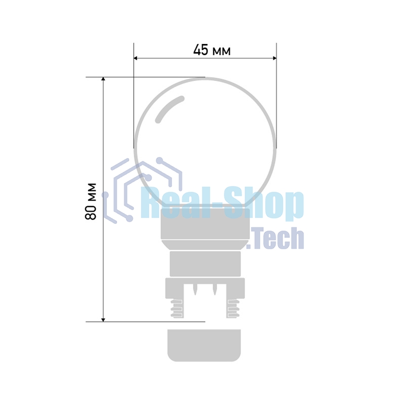 Лампа шар Neon-night 6 LED для белт-лайта, красный, Ø45мм, Красная колба